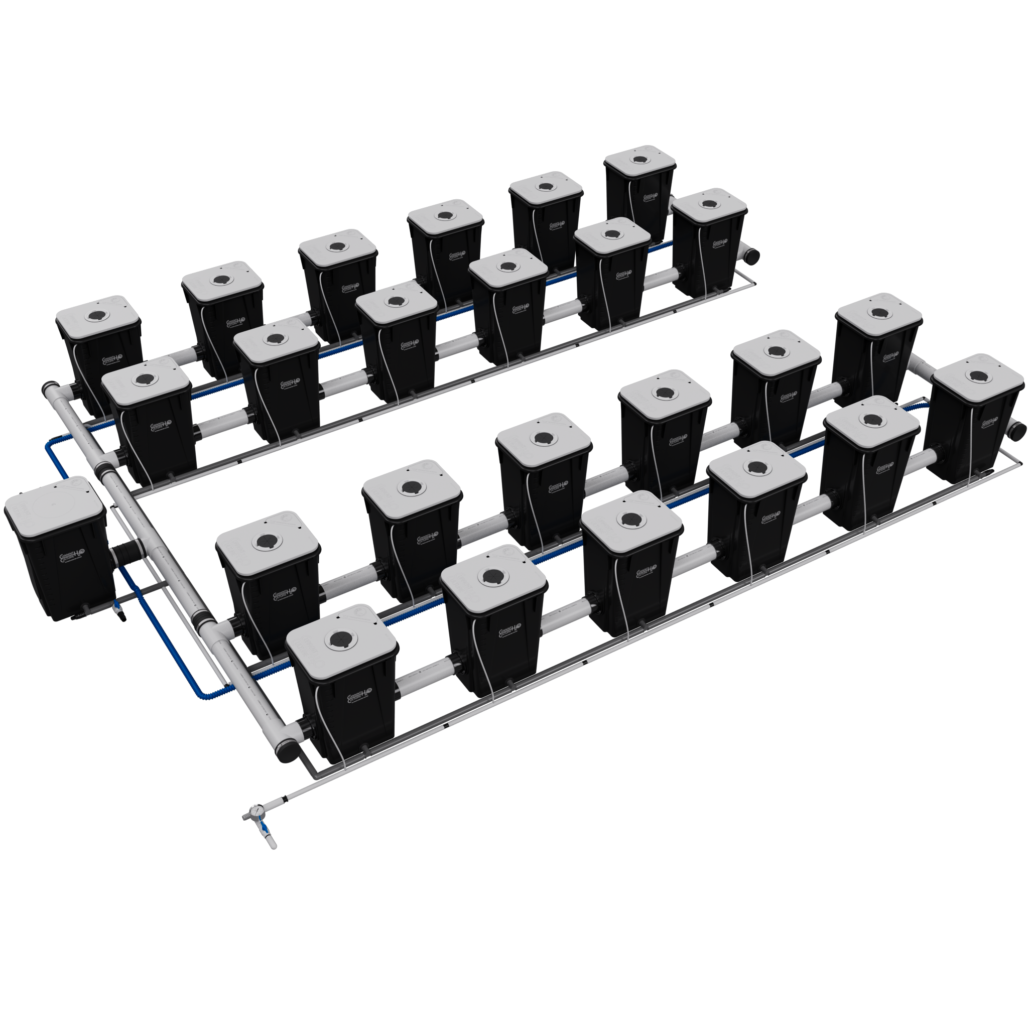 Recirculating Deep Water Culture (RDWC) 13-Gallon, 30″ Plant Spacing